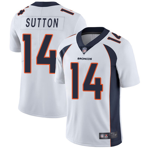 Men Denver Broncos 14 Courtland Sutton White Vapor Untouchable Limited Player Football NFL Jersey
